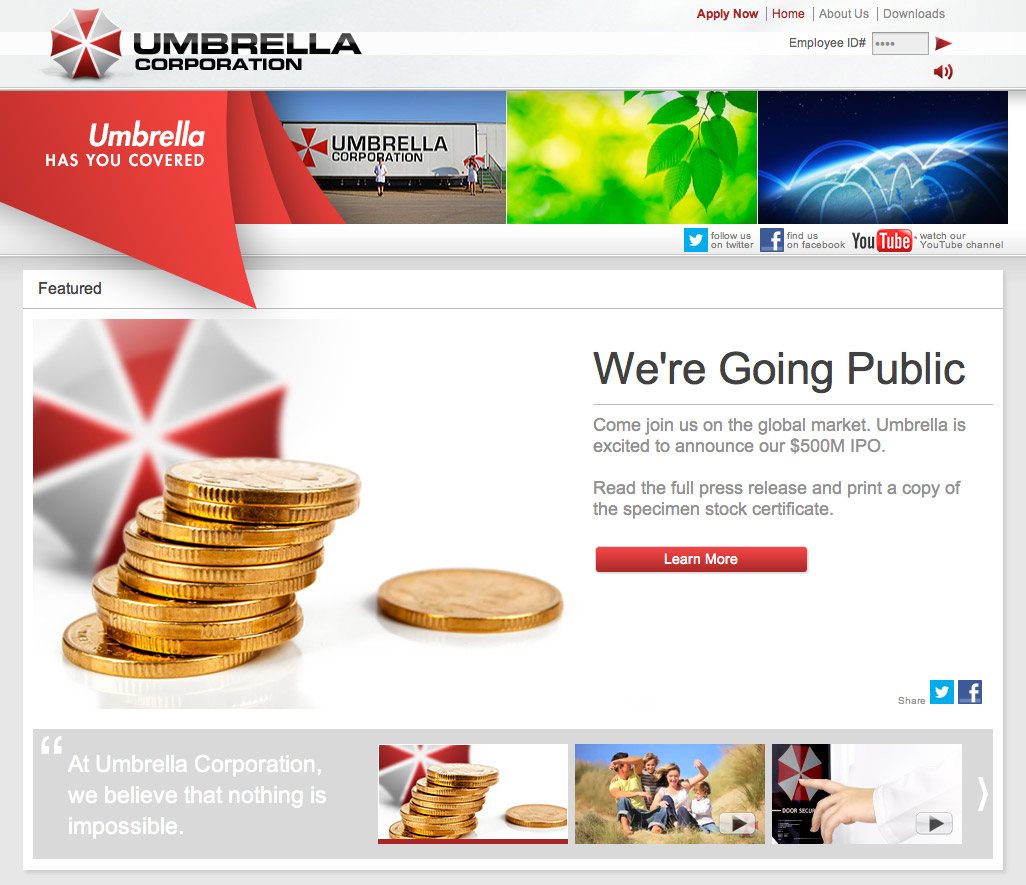 Umbrella Corporation Website
